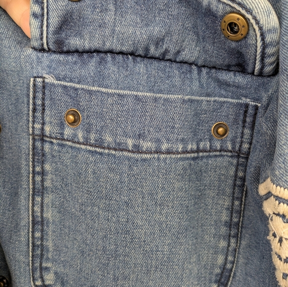 Rare Free People Rendered Denim Sherpa Jacket/Coat- Small ( Oversized) - Picture 8 of 12